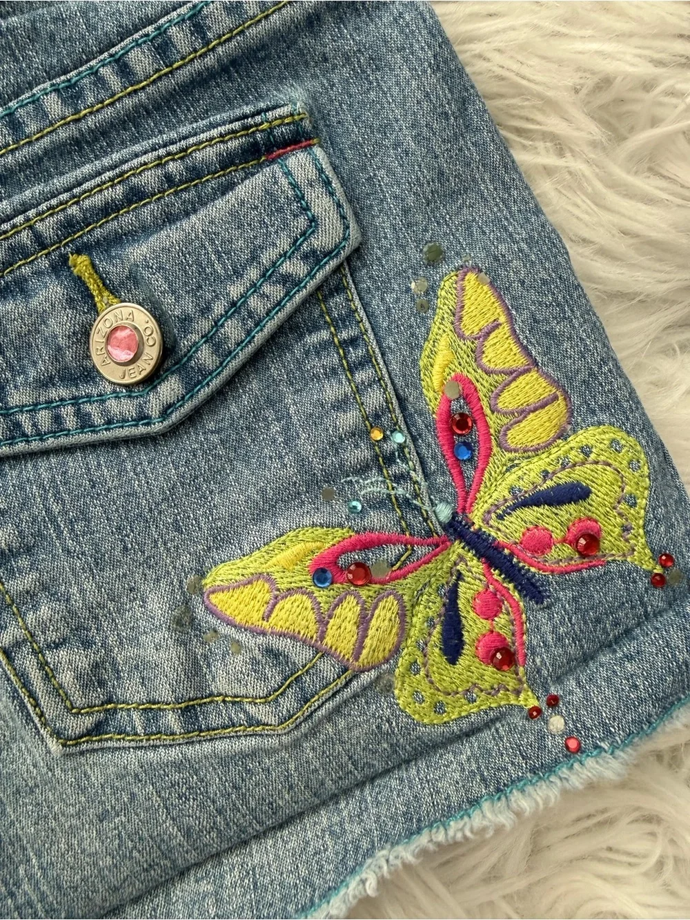Arizona Jean Company Girls Lilac Tee and Denim Butterfly Shorts Set